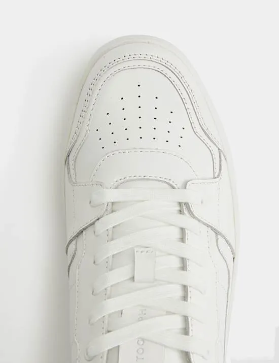 Lace Up Court Leather Trainers