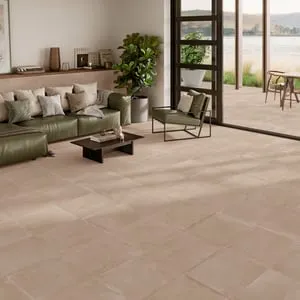 Suelo porcelánico Arcano efecto cemento beige 60x60 cm C1