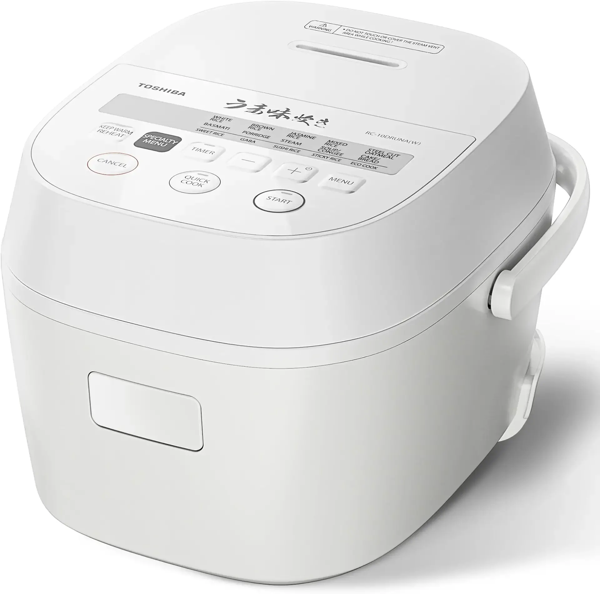 TOSHIBA OriginTaste Rice Cooker 5.5-Cup Uncooked, Fuzzy Logic, 15-in-1 Functions, Digital Display, Delay Timer, Keep Warm, Nonstick Inner Pot, White