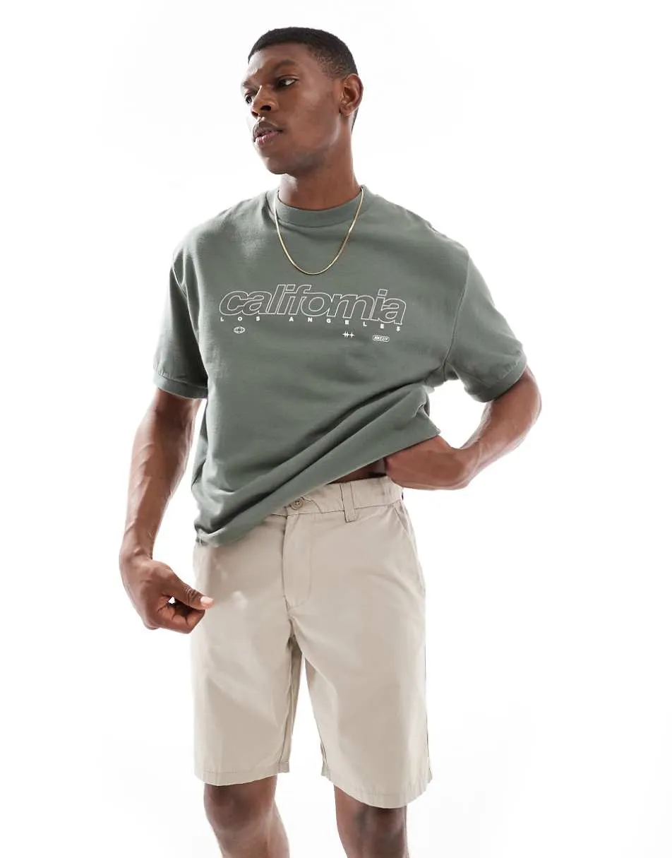 ONLY & SONS loose fit chino shorts in beige