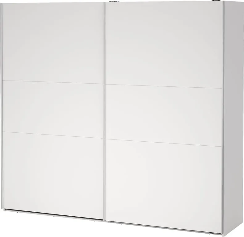 Como skyvedørsgarderobe 245x220cm Hvit, med 2 hvite dører