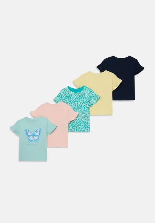 5 PACK - T-shirts med print - mint/light yellow/light pink