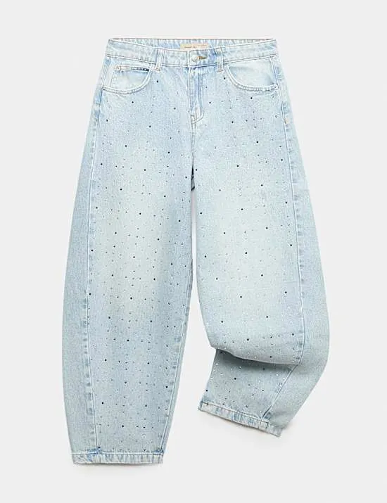 Denim-Jeans Diamante mit Barrel-Bein (6–16 Jahre)
