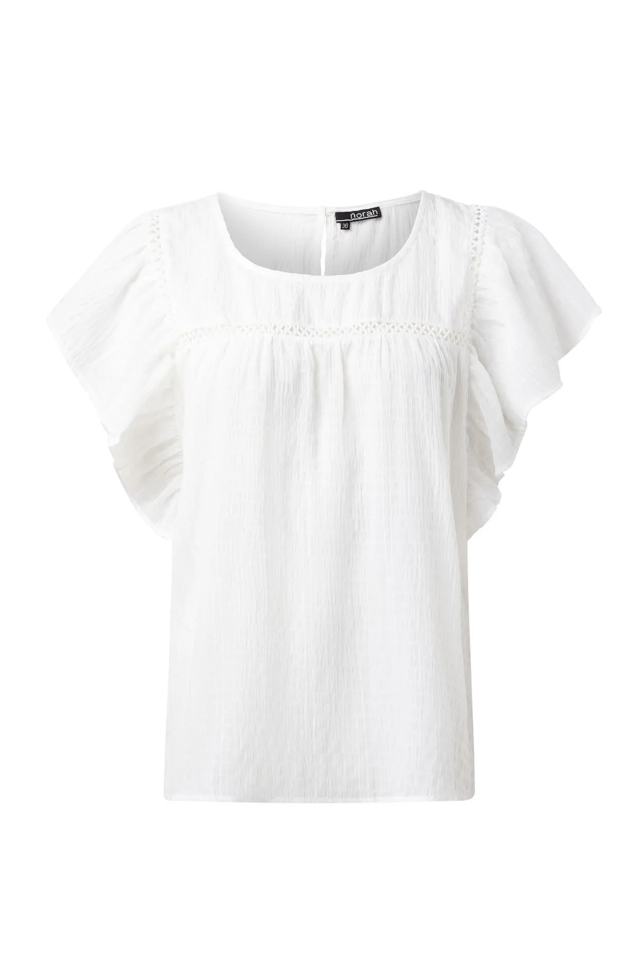 Witte blouse met volantmouwen