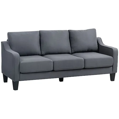 3 Seater Sofa Couch with Pocket Spring, Charcoal Grey