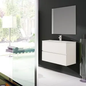 Mueble de baño con lavabo y espejo Belic blanco 80x45 cm