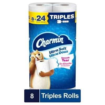 Toilet Paper Ultra Soft, 8 Triple Rolls, 2-ply Bath Tissue