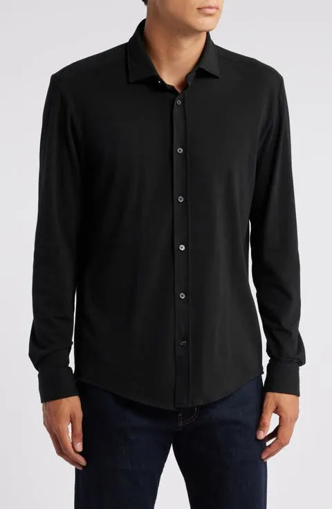 Roan Solid Stretch Cotton Button-Up Shirt