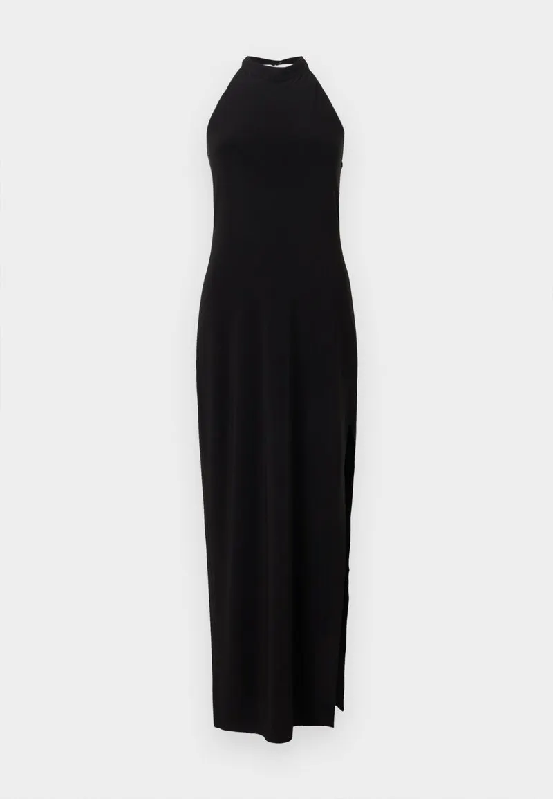 HALTER LONG DRESS SIDE SLIT - Cocktailkjole - black