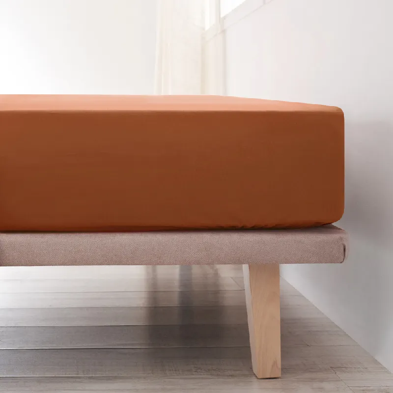 Sábana Ajustable Algodón - Basic terracota