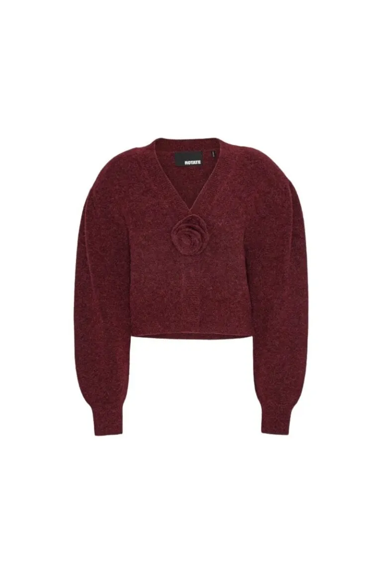 Knit Puffsleeve Cardigan - Rød