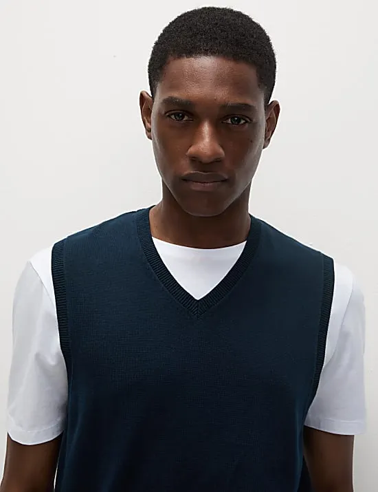 Ärmelloser Pullover aus reiner Baumwolle