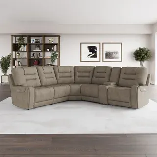 Barcalounger Carmelo Fabric Power Reclining Sectional with Power Headrests