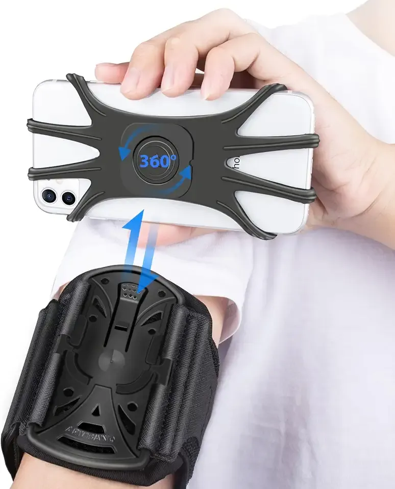 Running Phone Holder Armband for Phone, Detachable & 360°Rotated Sports Armband with Key Pocket for iPhone 17/16/15/14/13 Pro/12 Pro/XS/XR/8/7/6s Plus, for Samsung Galaxy 4''-6.5'' Cellphone