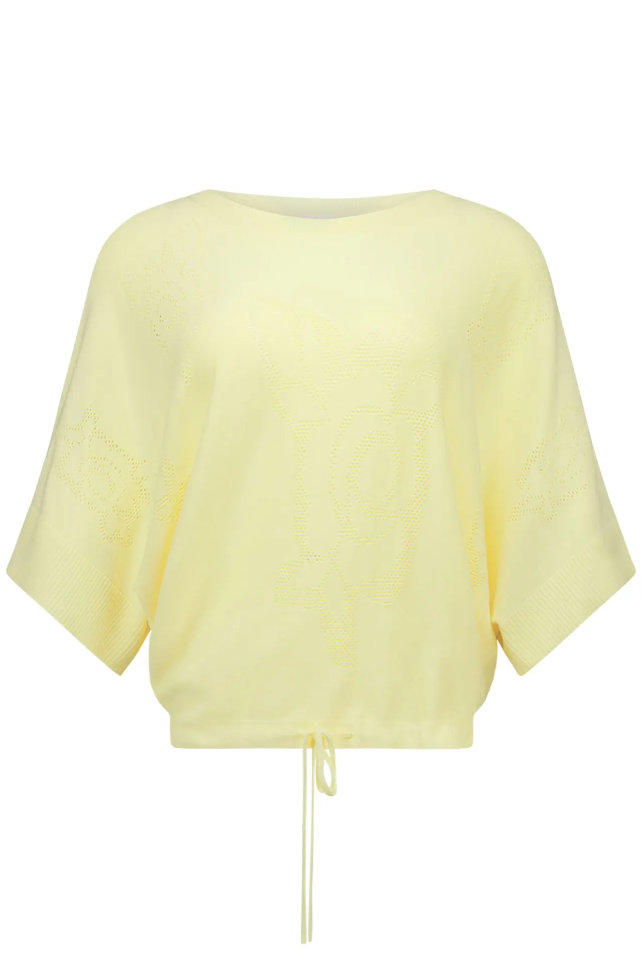 Gele gebreide trui met trekkoord