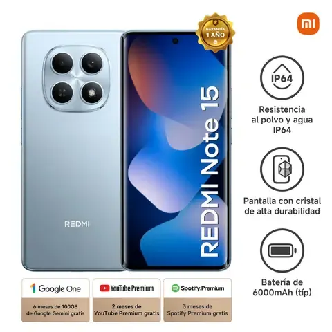 CELULAR XIAOMI REDMI NOTE 15 6GB RAM 128GB ROM COLOR GRACIER BLUE