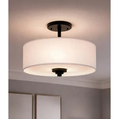 Canarm PIER 14.5"W Matte Black 3-Light Semi Flush Mount Ceiling Light