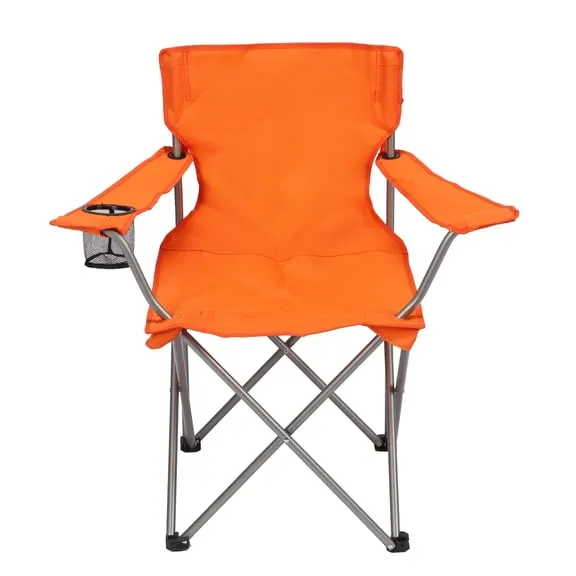 Ozark Trail Quad Folding Camp Chair with Cup Holder, Orange