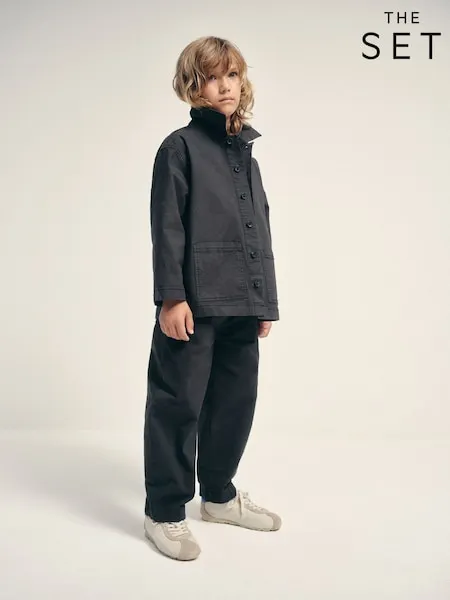 The Set 3 Piece Set Woven Shirt Trousers T-Shirts Navy/White