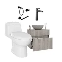 Combo de Baño: Sanitario One Piece Smart + Mueble Palermo Vessel Spazio Luna + Grifería + Accesorios Corona