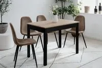 5tlg. Essgruppe aus Melaminbeschichtung groß - Schwarz/Artisan Eiche