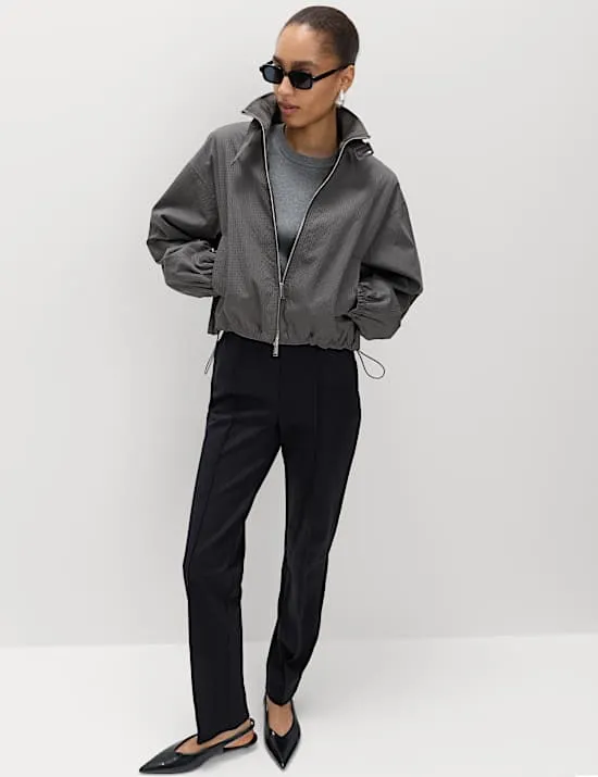 Jersey Twill Straight Leg Ankle Grazer Trousers
