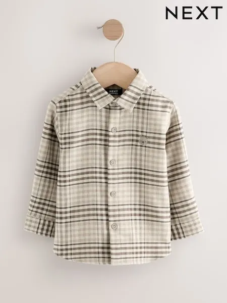 Ecru Bright Gingham Check Long Sleeve Character Shirt (3mths-7yrs)