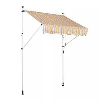 Terrassenmarkise mit PU-Beschichtung und Eisenrahmen, 150 x 120 cm - Gelb gestreift