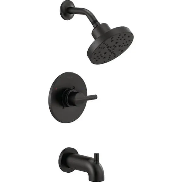 Delta Nicoli H2OKinetic Rough Included Single-​Handle 5-​Spray Tub and Shower Faucet 1.​75 GPM in Matte Black Valve Included