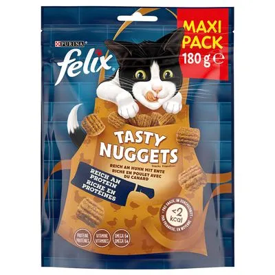 Friandises Felix pour chat : 3 + 1 paquet offert ! Tasty Nuggets: poulet, canard (4 x 180 g)