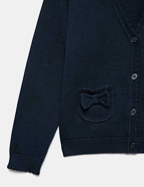 Pure Cotton Bow Pocket Cardigan (3-18 Yrs)