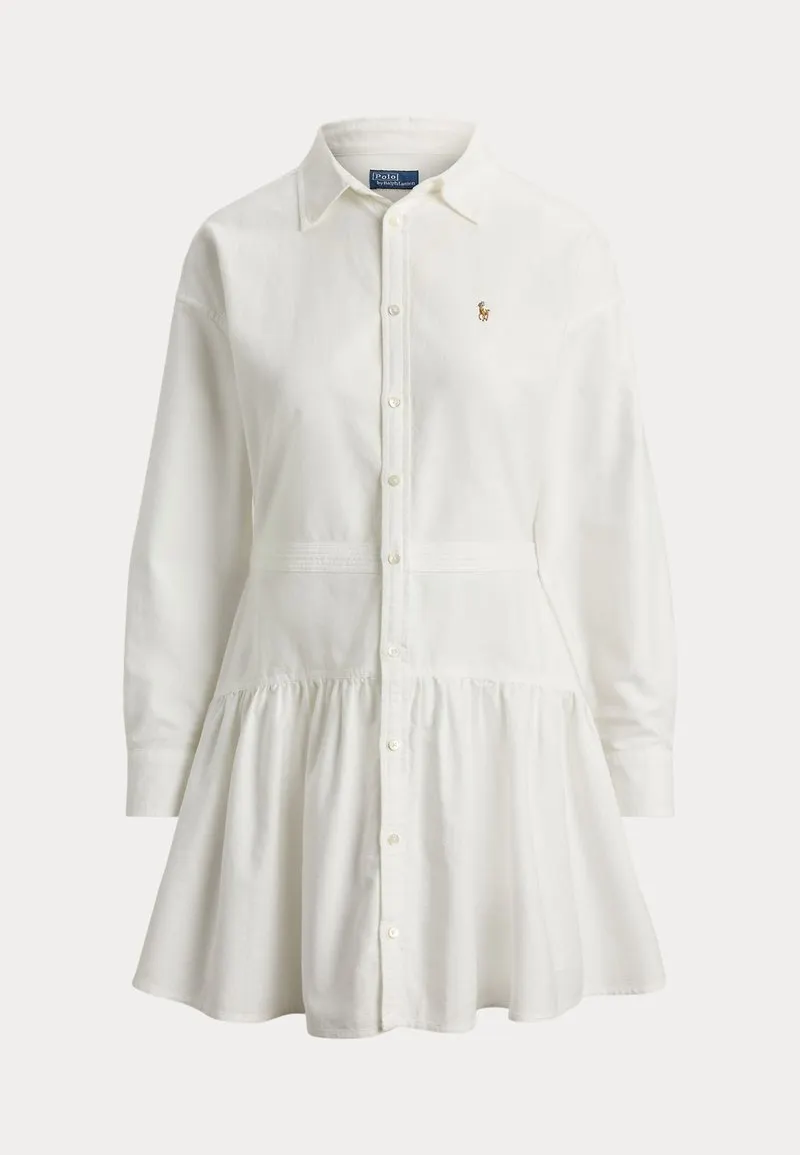 COTTON OXFORD PANELED SHIRTDRESS - Skjortekjole - white