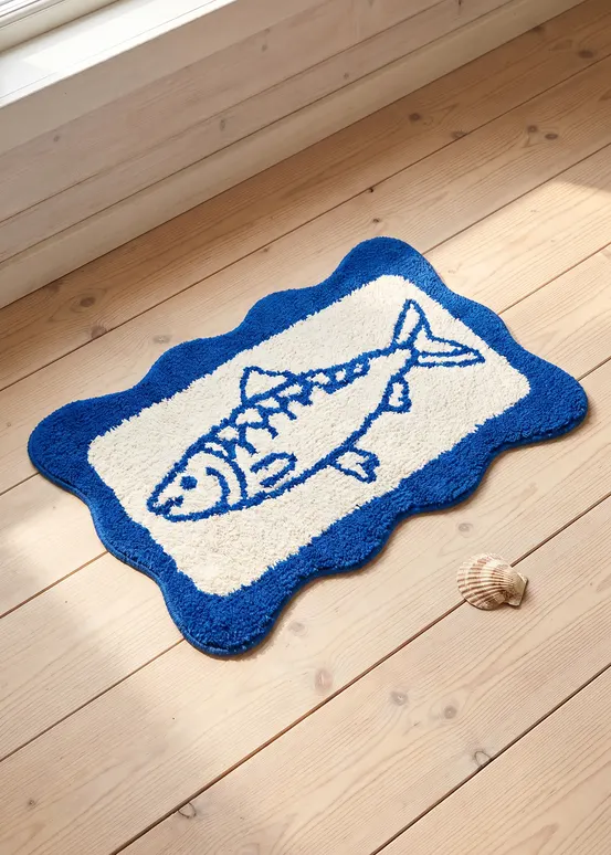 Badematte med fiskemotiv - 40x60 cm