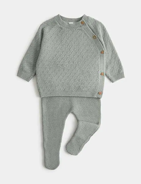 2 Piece Stitch Detail Knitted Outfit (7lbs - 1 Yrs)