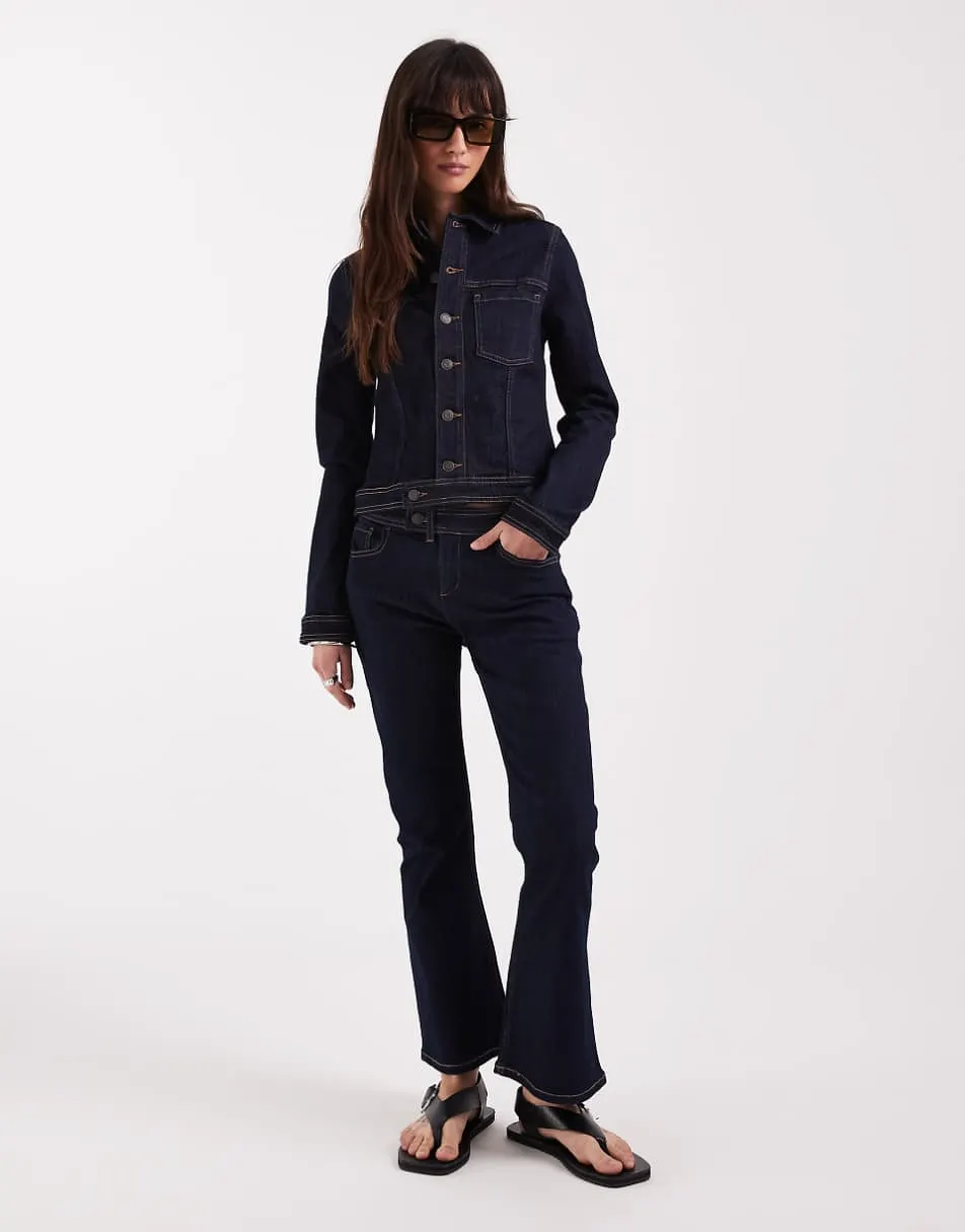 ASOS DESIGN crop kick flare jean in inky wash co-ord