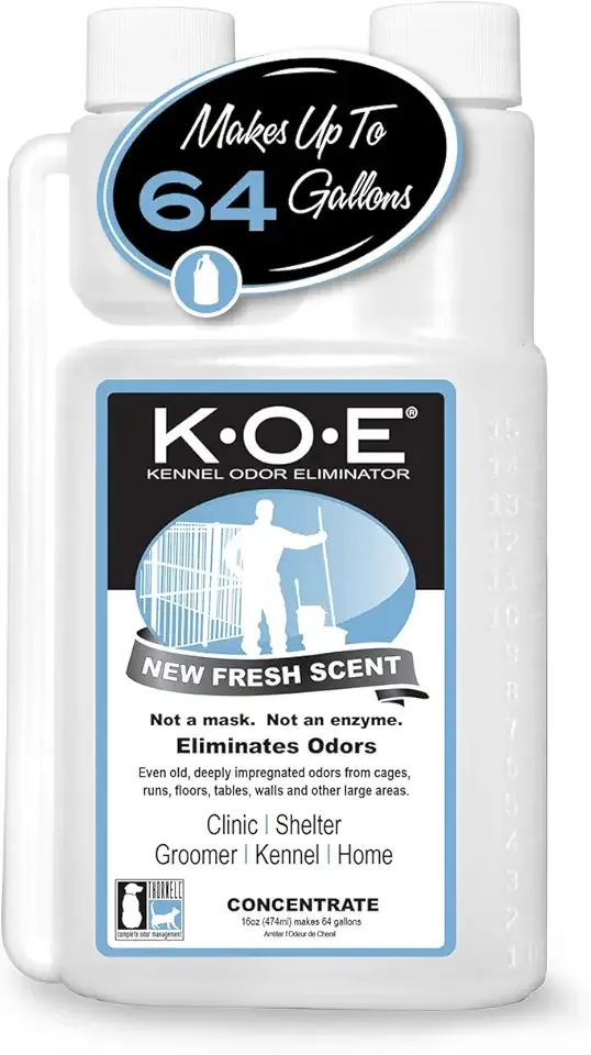 Odorcide K.O.E Kennel Odor Eliminator Concentrate – For Cages, Runs & More – For Home & Kennel w/Safe, Non-Enzymatic Formula (Fresh Scent, 16 oz)