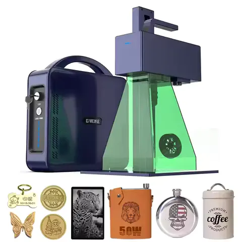 GWEIKE G2 Max 50W Fiber Laser Engraver with 3D & Deep Engraving, 15000mm/s Fast Laser Engraver Machine