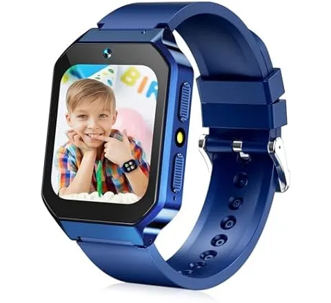 DERUI Smart Watch for Kids 3-12 Years Boys Girls, 26 Puzzle Games, Smartwatch with Camera, Pedometer, Stopwatch, Video Voice Music Player Calendar Alarm Clock Learn Card for Children Gifts (Blue)