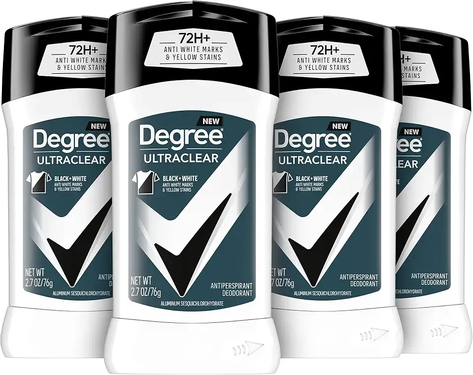 Degree Men UltraClear Antiperspirant Deodorant Black + White 4 count 72-Hour Sweat & Odor Protection Antiperspirant For Men With MotionSense Technology 2.7 oz