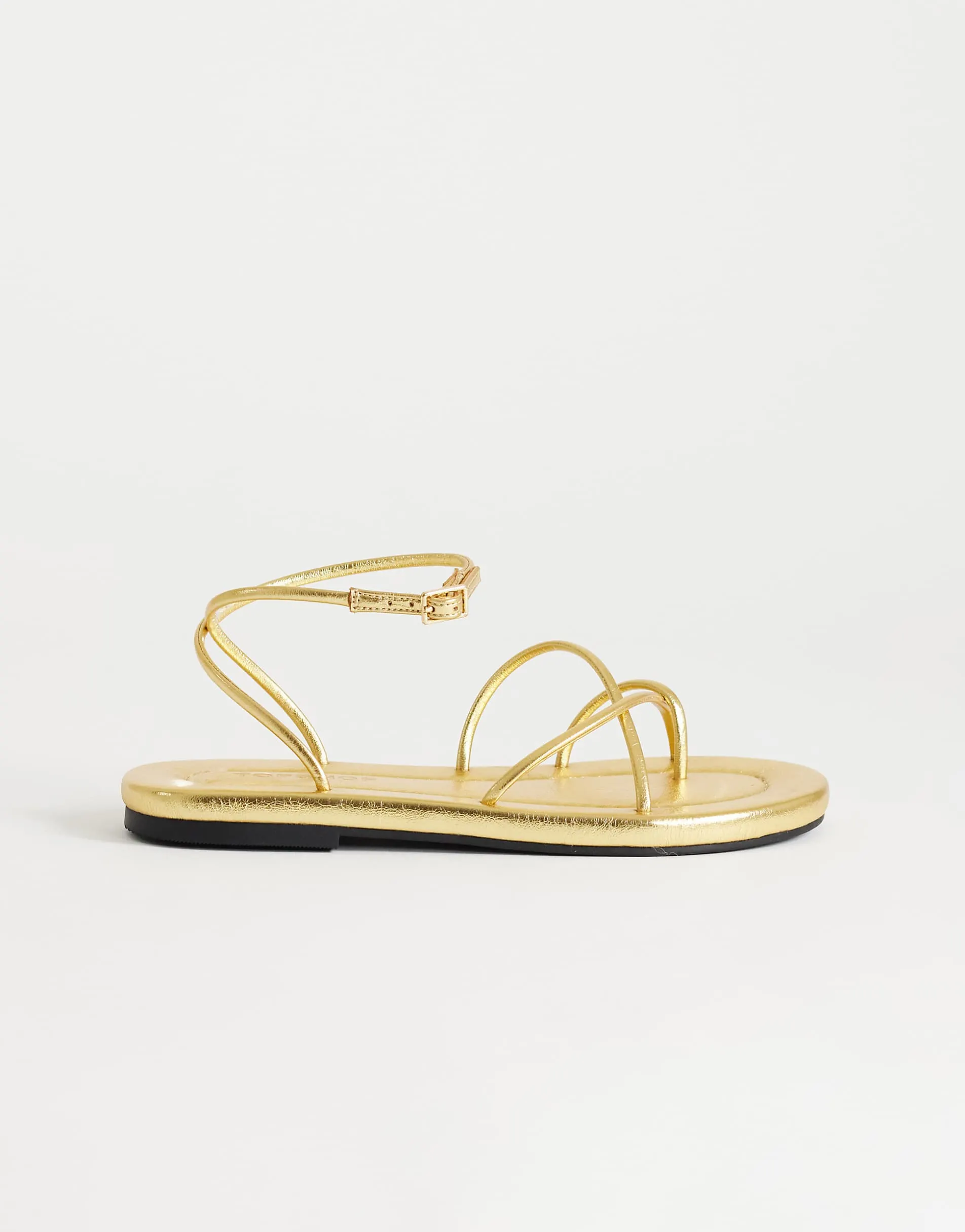 Topshop Emma strappy flat sandal in gold