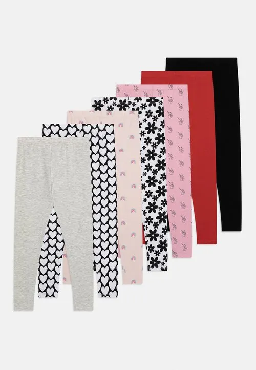 UNISEX 7 PACK - Tights - black/red/light pink