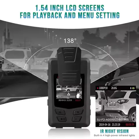 A23 Polis Vücut Kamerası HD 1080 P DVR Video Güvenlik Kamerası IR Gece Görüş Mini Kameralar, 14 H Uzun Pil Ömrü Kayıt