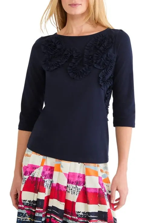 NIC+ZOE Ruffle Appliqué Knit Top