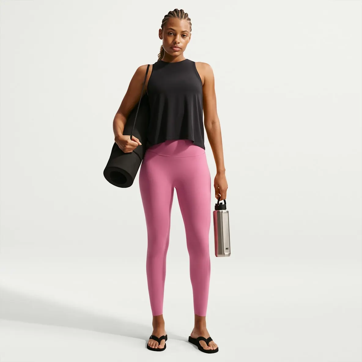 Leggings i 7/8 lengde med høyt liv uten søm foran til dame