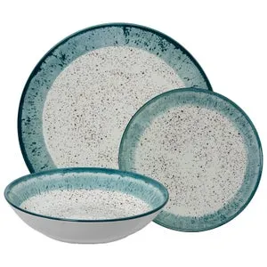 VAJILLAS 18 PZS PORCELANA DECO. MOTEADO BORDE AZUL- Envio gratuito en Península