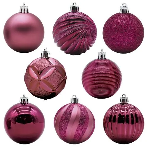 Enchanted Forest® 60mm Magenta Textured Shatterproof Ornaments - 50 Pack