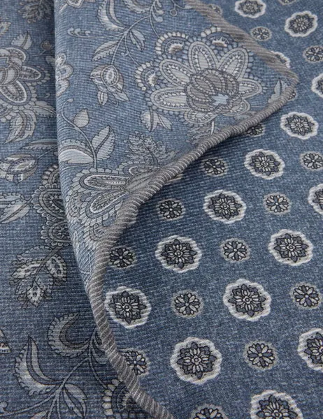 Silk Pocket Square Navy Pattern