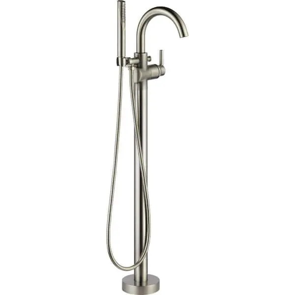 Delta Trinsic 1-​Handle Floor-​Mount Roman Tub Faucet Trim Kit with Hand Shower in Stainless (Valve Not Included)​