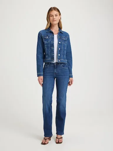 ONLY Blush Mid Straight Jean In Dark Denim