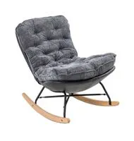 gepolsterter Schaukelstuhl Relaxsessel mit Buchenholzsockel, grau & schwarz